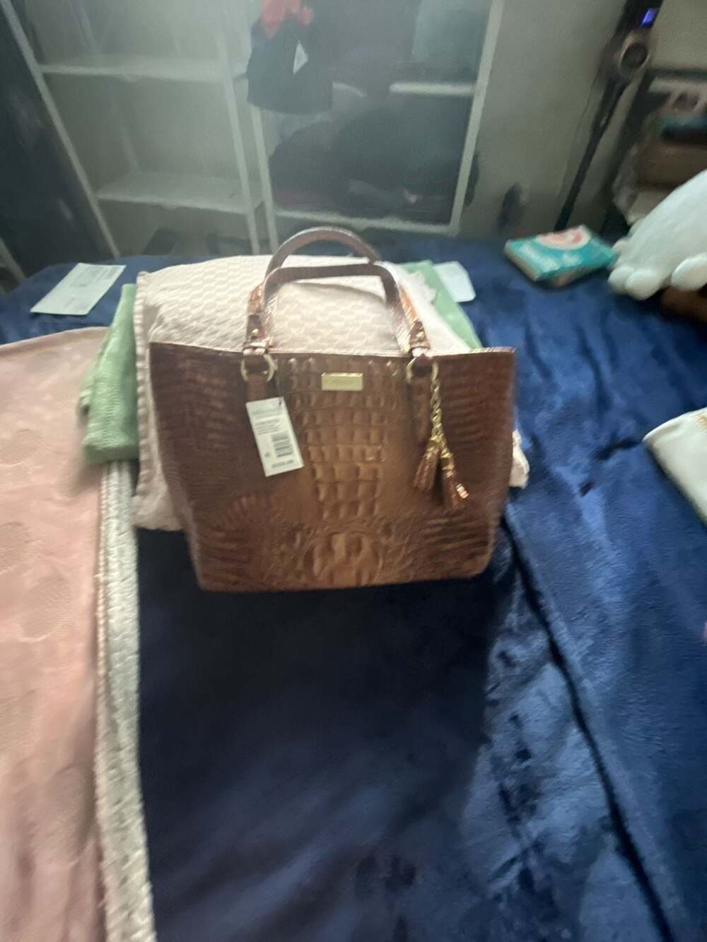 Brahmin Medium Asher Toasted Almond Melbourne Genuine Leather Tote Bag
